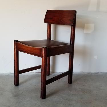 Mid-Century Modern Wood and Leather Desk Chair 
