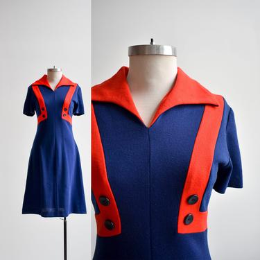 1960s Red & Blue Mod Dress 