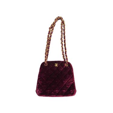 Chanel Burgundy Velvet Chain Bag