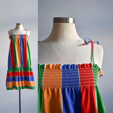 1970s Rainbow Striped Summer Dress 