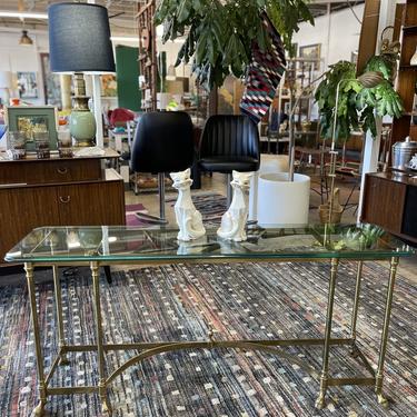 Vintage Brass &amp; Glass Console Table