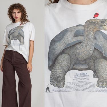Vintage Galapagos Giant Tortoise Species T Shirt - Extra Large | 90s White Turtle Graphic Animal Tee 