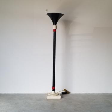 Postmodern Keystone and Metal Torchiered Floor Lamp 
