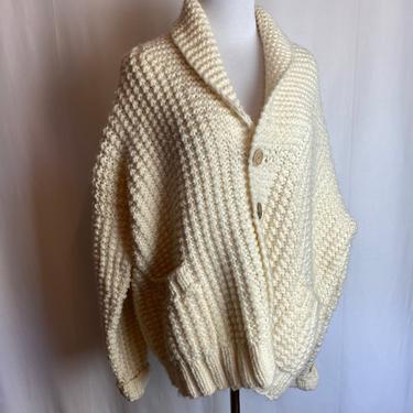 Super oversized style handmade wooly Natural hue oversized cardigan sweater~ chunky cable knit 80s 90s minimalist preppy boxy 