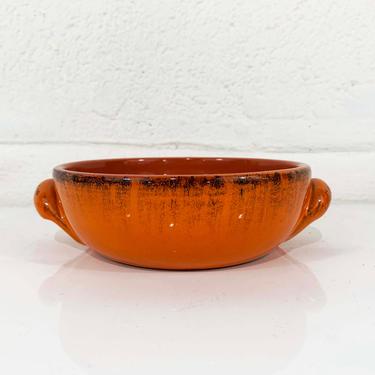 Vintage DeSilva Orange Bowl with Handles Italian Terracotta Italy Glazed Handle Soup Bowls Ice Cream MCM Mid-Century Retro Kitsch Kitchen 