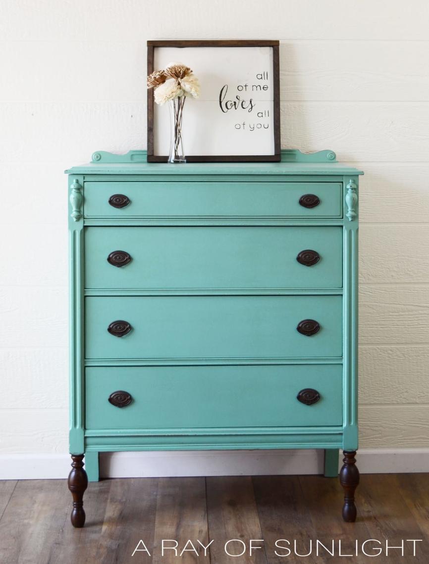 SOLD Antique Teal Highboy Dresser, Stained Dipped Legs, Refinished ...