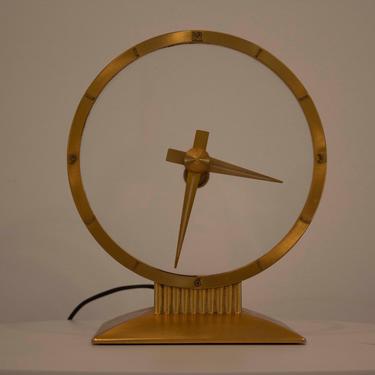 Vintage Art Deco Jefferson Brass Golden Hour Electric Clock 
