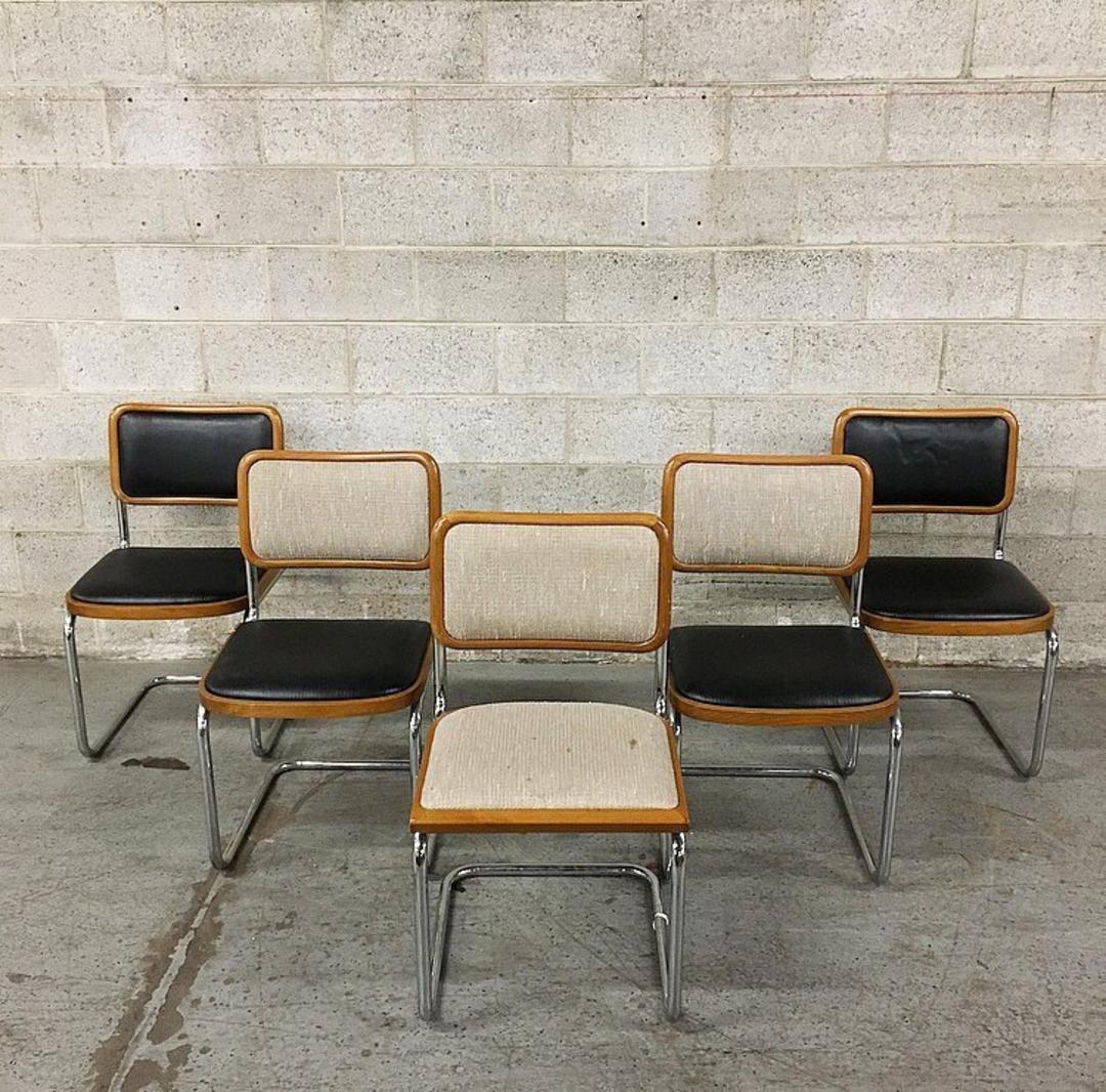 Vintage Marcel Breuer Style Chairs Retro Wood and Chrome Chairs ...