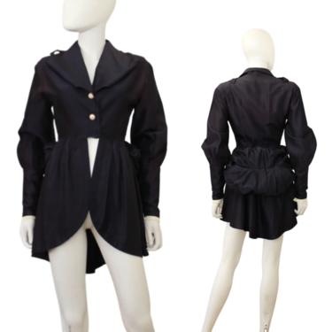 1950s Does Victorian Bustle Jacket - Vintage Bustle Blazer - 50s Navy Blue Blazer - Blue Blazer - Victorian Inspired Jacket | Size XS /Small 