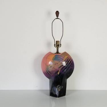 80's Postmodern Style Handmade Ceramic Table Lamp 