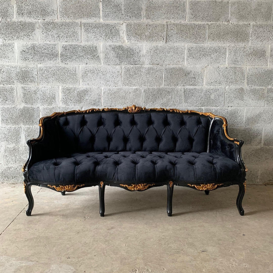 Baroque Throne Sofa Baroque Furniture Rococo Black Sofa Tufted Velvet