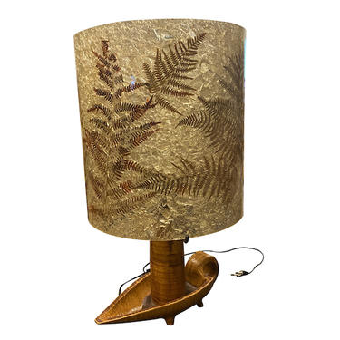 Arcolai Handled Ceramic Lamp with Fern Detail Shade