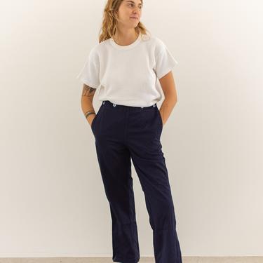 Vintage 28-30 Navy Blue Broadfall Trousers | Chinos | Overdye High Rise Sailor Pants | 