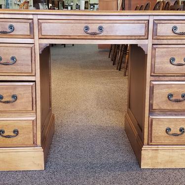 Item #RM10 Cherry Knee Hole Pedestal Desk w/ Drawers c.1960