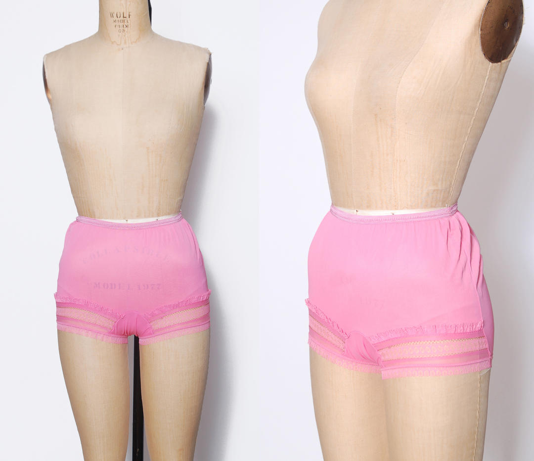60s Panty Girdle Floral Shapewear Black Hot Pink Firm Shaping