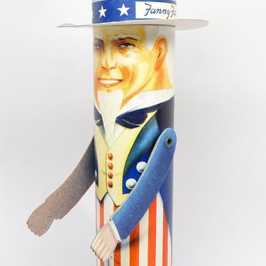 Antique Uncle Sam Fannie Farmer Candy Container, July 4th, Vintage Retro Gift Box Decor 