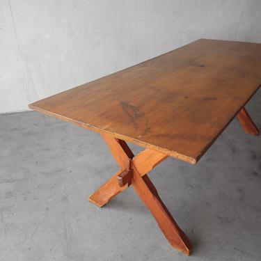 Antique Craftsman Trestle Table 