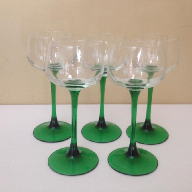 Lovely Vintage (6) Arcoroc France Wine Cordial Glasses set Green ...