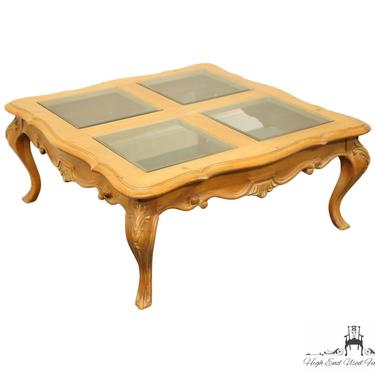 GORDON'S FURNITURE Country French Knotty Pine 38&quot; Accent Coffee Table w. Glass Panel Top 