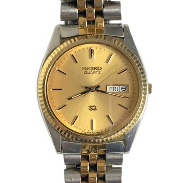 Vintage SEIKO 5Y23-8A60 A4 Gold-Tone / Day Date Stainless Steel Watch ~ Quartz ~ Jubilee Bracelet 