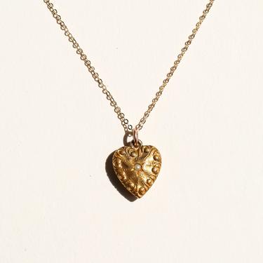 ANTIQUE GOLD-FILLED PUFFY HEART PEARL LOCKET
