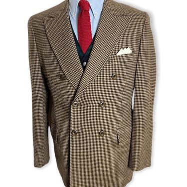 Vintage 1970s HART SCHAFFNER MARX Double Breasted Wool Tweed Blazer ~ 38 R ~ sport coat / jacket ~ Ivy League / Preppy / Trad 