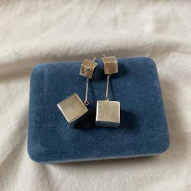 925 Sterling Sliver Square Drop Earrings 