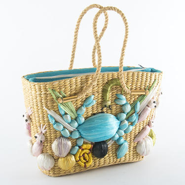 Vintage 60s wicker crab shell buy purse