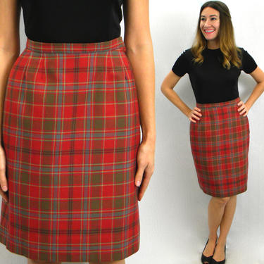 60s plaid 2024 pencil skirt