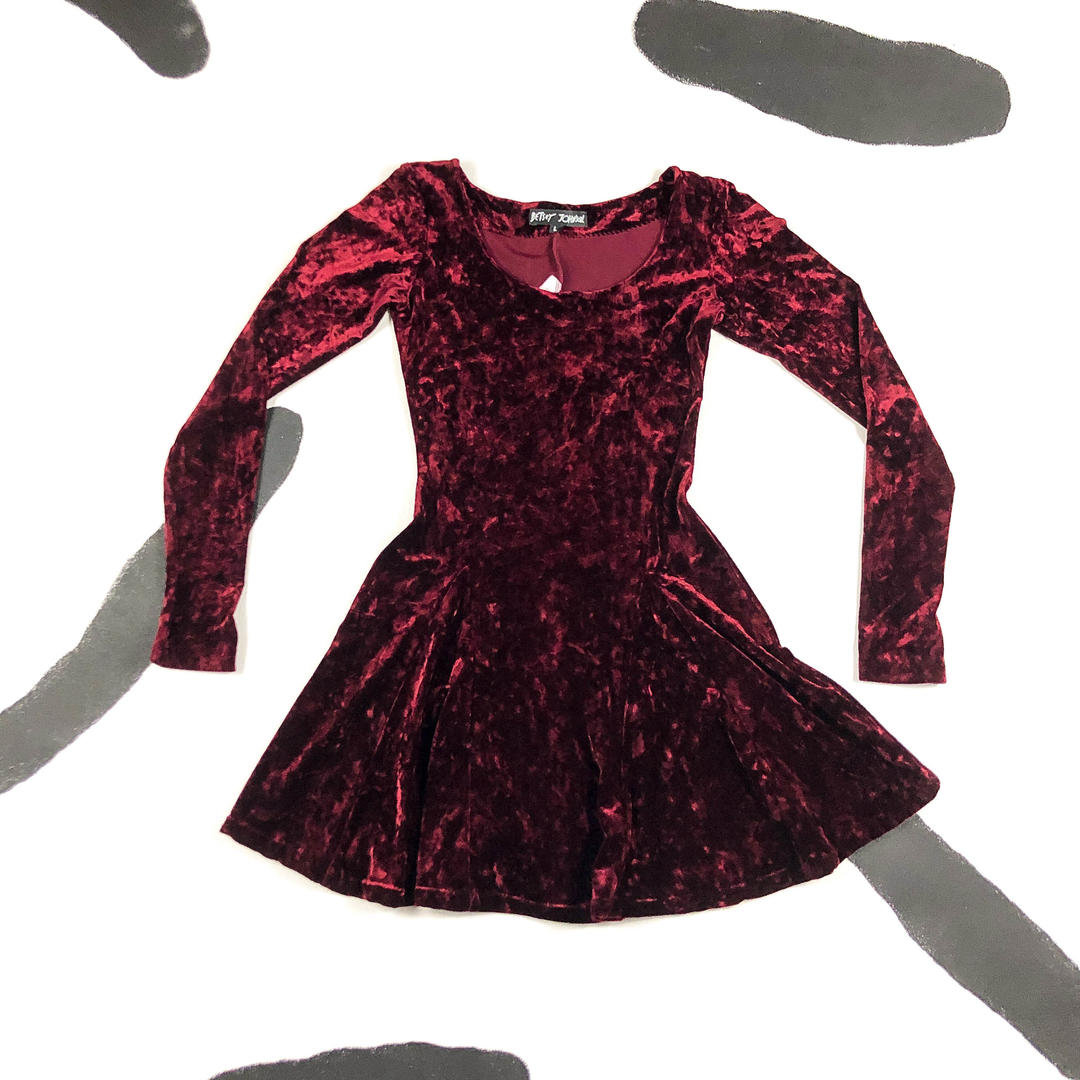 Crushed fashion velvet skater dress