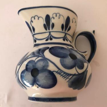 Vintage  Blue and White Hand Made Gzhel in Russia USSR Creamer -4&quot;-Nice Condition 