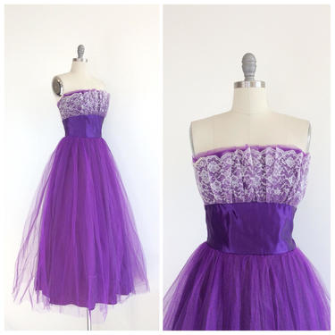 50 DOLLAR SALE /// 50s Purple Lace & Tulle Party Dress / 1950 | Chesire  Vintage Shop - Seattle, WA | ATTIC