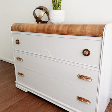 1940s Light Grey Art Deco Waterfall Dresser | Made New Design - Middletown,  CT | ATTIC