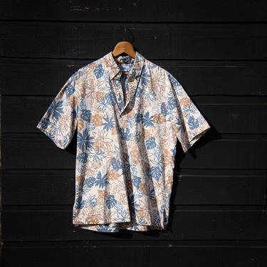 Vintage Reyn Spooner Hawaiian Shirt | Large Cotton Monstera Hawaiian Shirt | Foliage Aloha Shirt | Summer Tropical Beach Surf Polo 