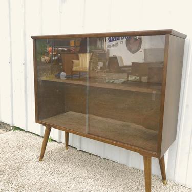 Mid Century Display Cabinet with Glass Doors