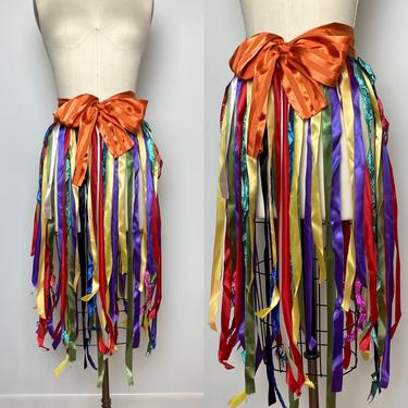 Vintage 1950s Mardi Gras Costume Skirt 50s Ribbon Homemade 