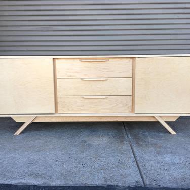 NEW Hand Built Mid Century Inspired Buffet / Credenza. Maple 3 Drawer / 2 Door Cabinet with Angled Leg Base! 