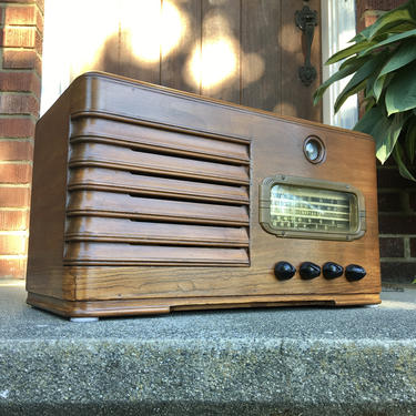 Restored 1938 Silvertone 3949 Radio, AM Shortwave, Mission Bell Model, Art Deco 