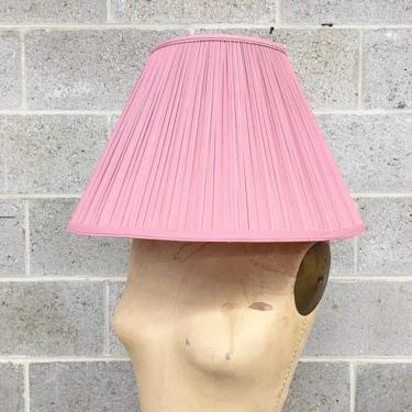 Vintage Lamp Shade Retro 1990s Contemporary + Empire Box + Pleated Fabric + Pink Color + Mood Lighting + Home Decor 