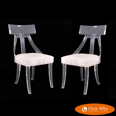 Pair of Lucite Klismos Chairs by Hill Manufacturing