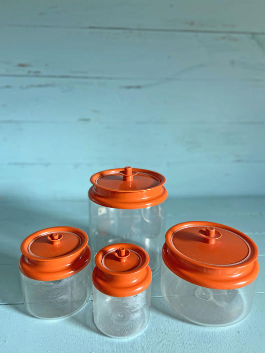Vintage Tupperware Canister, Cookie Jar, Clear With Orange Cover, Kitchen  Storage, Food Storage 