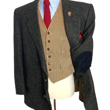 Vintage HARRIS TWEED Wool Blazer ~ 52 to 54 R ~ jacket / sport coat ~ Elbow Patches ~ Preppy / Ivy Style / Trad ~ Donegal 