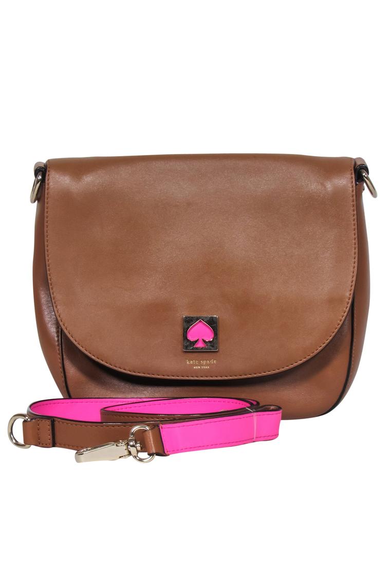 Kate Spade - Light Pink Leather Structured Crossbody w/ Hot Pink