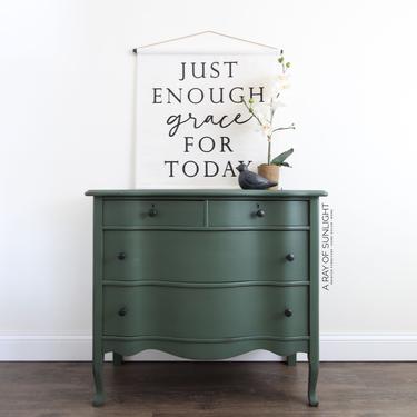 Dark Green Painted Dresser - Antique Dresser, TV Stand, Entryway Table, Farmhouse Style, Painted Furniture, Chest of Drawers, Coffee Bar 