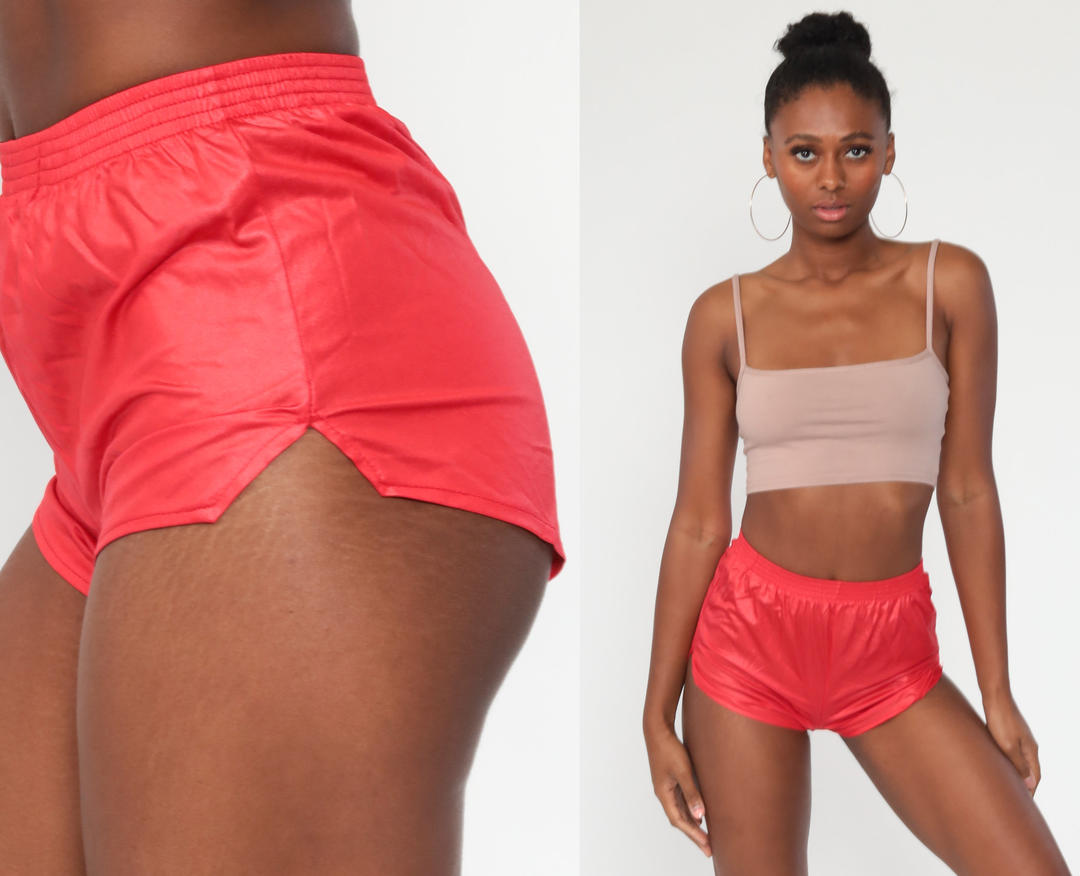 High Waist Athletic Nylon Dolphin Shorts