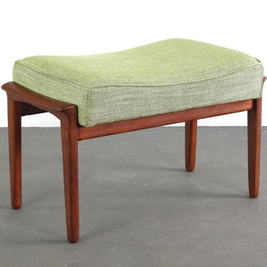 Ottoman / Footstool by Ib Kofod Larsen for Selig in White Fabric 
