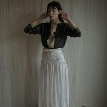 antique 1900s edwardian embroidered lawn skirt xs/s 