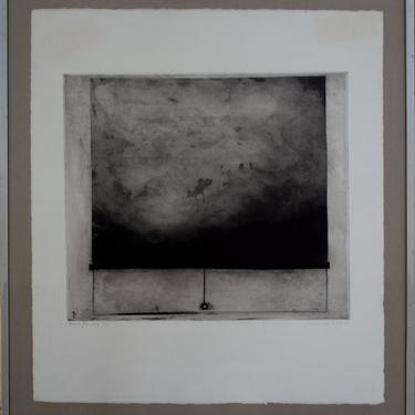 Mid Century Modern Framed Nancy Herman Blind Shade Abstract Etching 5/90 1970s 