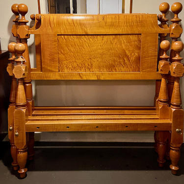 Pair of Ball & Block Beds in Maple, Circa 1820