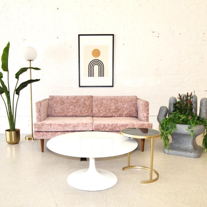 Vintage Pink Crushed Velvet Sofa from Sunbeam Vintage of Highland Park